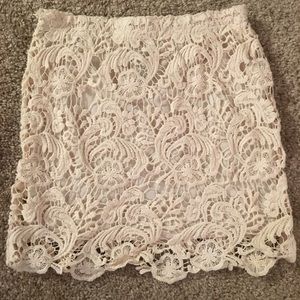 Wet Seal Cream Lace Mini Skirt